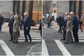 Билл Клинтон врезался в Хиллари на улице Нью-Йорка