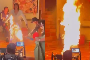 71-летняя каскадёрша загорелась на съёмках   и установила рекорд