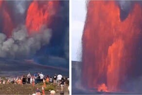 Невероятный вид извержения вулкана сняли туристы на Гавайях