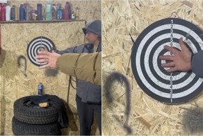 Пьяные мужчины устроили опасную игру в «дартс»