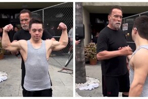 Арнольд Шварценеггер и парень с синдромом Дауна