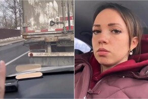 Девушка отказалась выезжать на встречку из-за подозрительной фуры на дороге