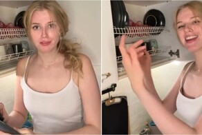 Девушка поёт песню из «Красавицы и Чудовища», пока моет посуду