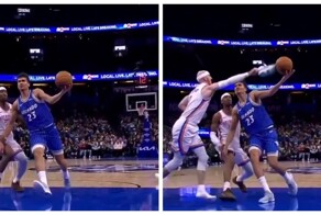 Баскетболист пытался заблокировать бросок кроссовкой