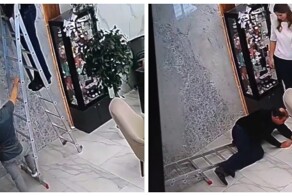 Болезненное падение мужчины с лестницы