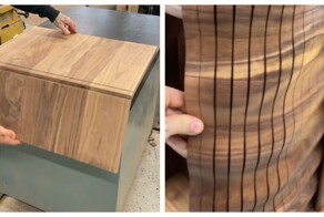 Шкаф из дерева с «гибкими» дверцами