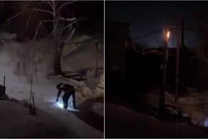 Челябинские пожарные закидали столб снежками в ожидании электрика