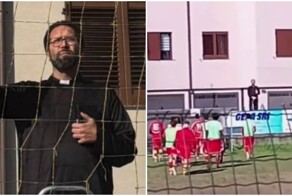 Футбольный тренер пришёл на матч своей команды в костюме священника