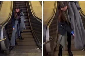 Эскалатор "зажевал" пальто девушки