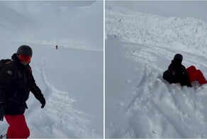 Лавина чуть не накрыла российских экстремалов на Камчатке