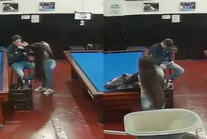 Парень уснул в бильярдном клубе, а девушка проявила находчивость