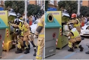 Воришка застрял в контейнере для пожертвований в Испании