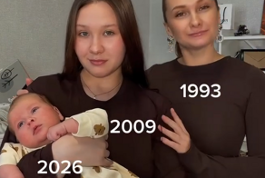 Молодая бабушка с дочкой и внучкой