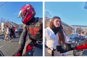 Конфликт мотоциклиста и пешехода в Москве