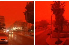 Небо над островом Крит окрасилось в красный цвет