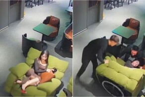 Курьёз в кафе: кресло опрокинулось с посетительницей