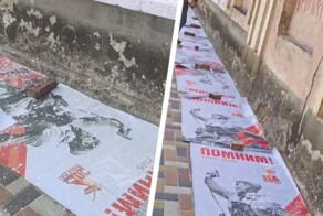 Посвященные 80-летию победы в ВОВ плакаты стали расходниками при ремонте фасада в Ставрополе
