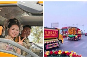 Жених приехал за невестой в кортеже из ассенизаторских машин