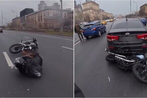 ДТП без криков: владелец авто поддержал упавшего байкера