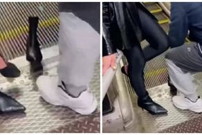 Каблук застрял в гребёнке эскалатора