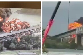 Мощный взрыв произошел на танкере у моста через Панамский канал