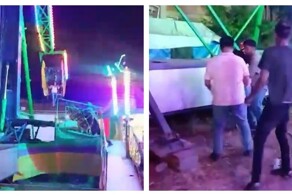 Мужчина поймал девушку, упавшую с аттракциона