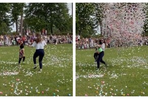 Девушка спасла ребёнка от «яичного дождя»