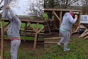 Попытка забить столб вручную провалилась