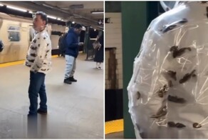 Чудак в странной куртке в метро