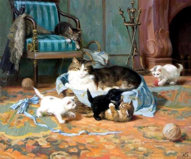 Картины с кошками в интерьере