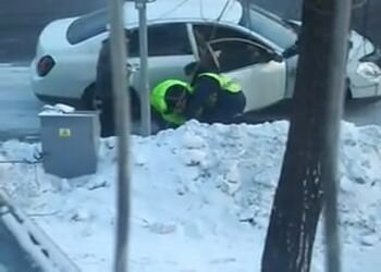 Задержание водителя сотрудниками ДПС