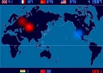 Анимированная карта ядерных взрывов (1945-1998)