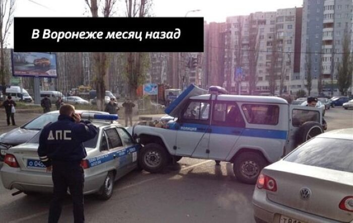 Суровые воронежские полицейские на УАЗах (2 фото)
