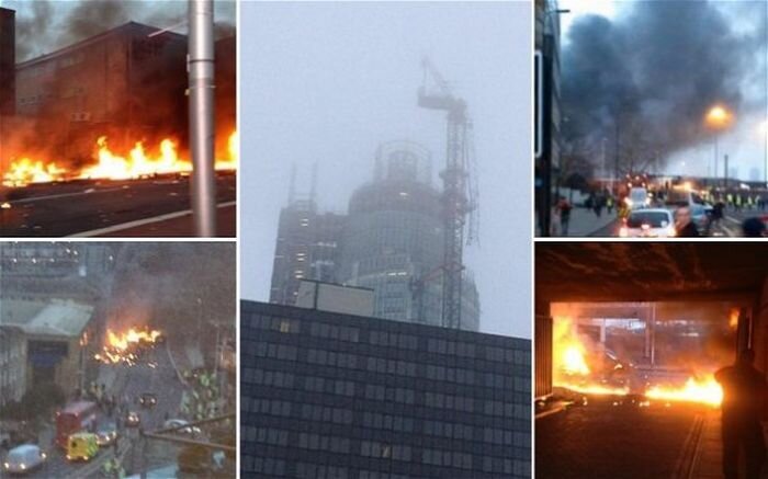 В центре Лондона разбился вертолет (20 фото)