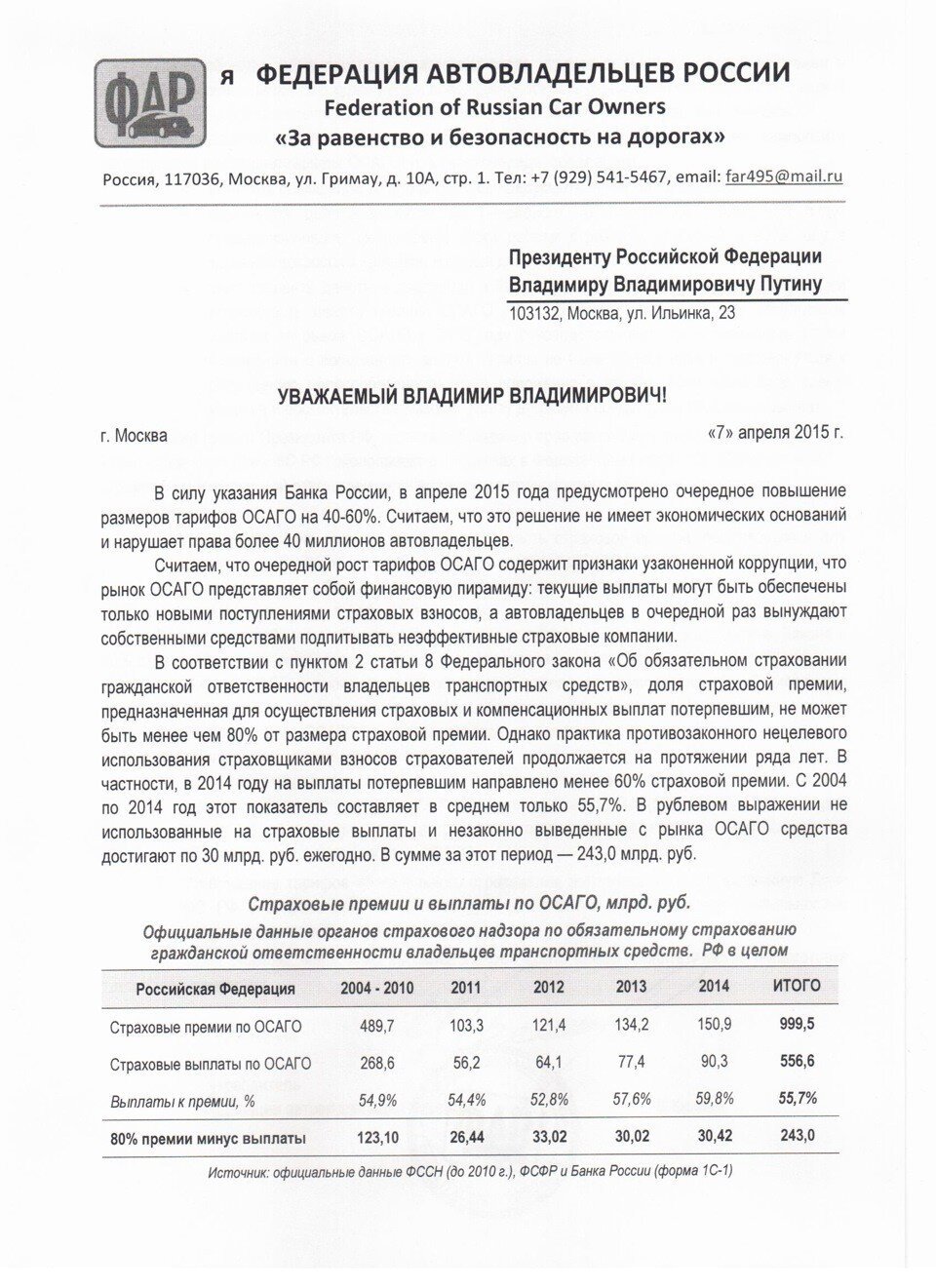 Голосуем против повышения цен на ОСАГО