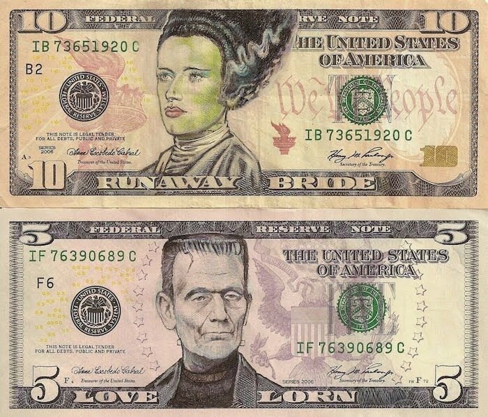 Рисунки на долларах  Джеймса Чарльза (8 Фото)