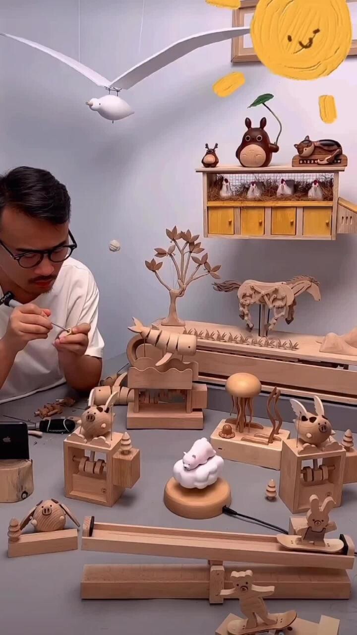 Уникальные механические деревянные игрушки
