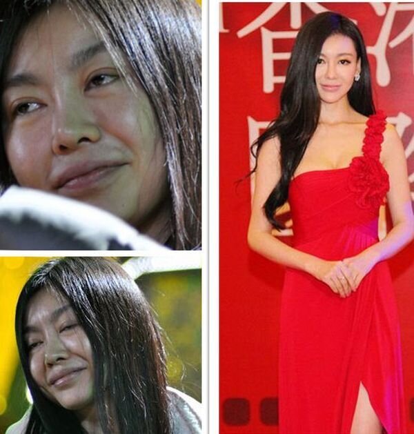Китайские актрисы до и после макияжа (16 фото)