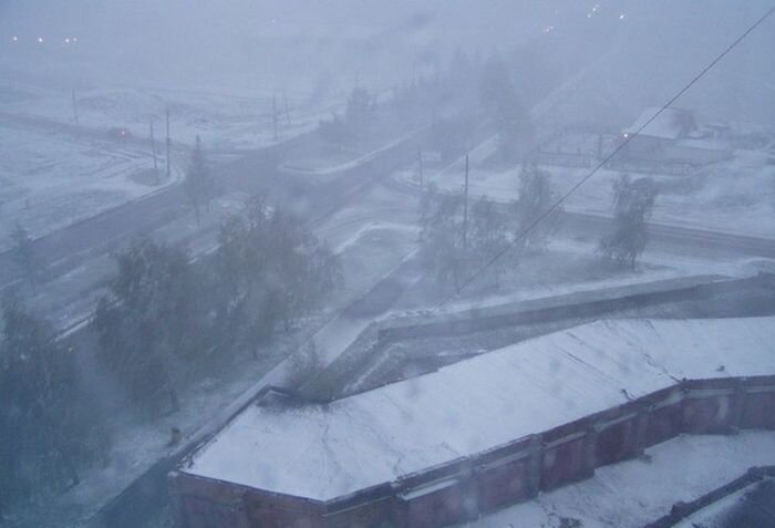В преддверии лета в Красноярске выпал снег (5 фото)
