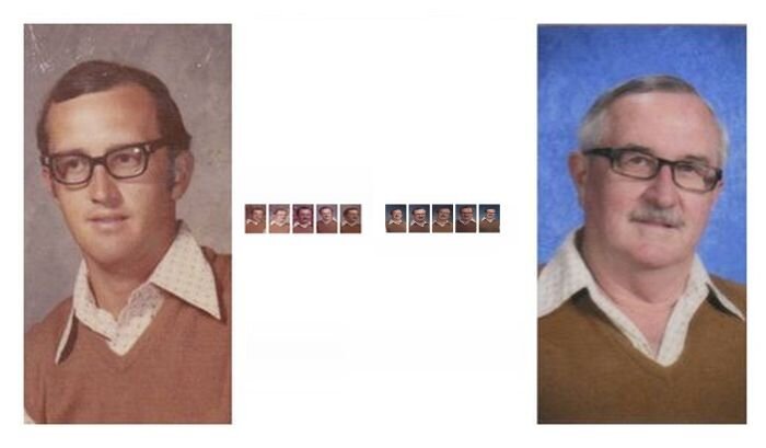 Учитель фотографировался в одной и той же одежде 40 лет подряд! (8 фото)