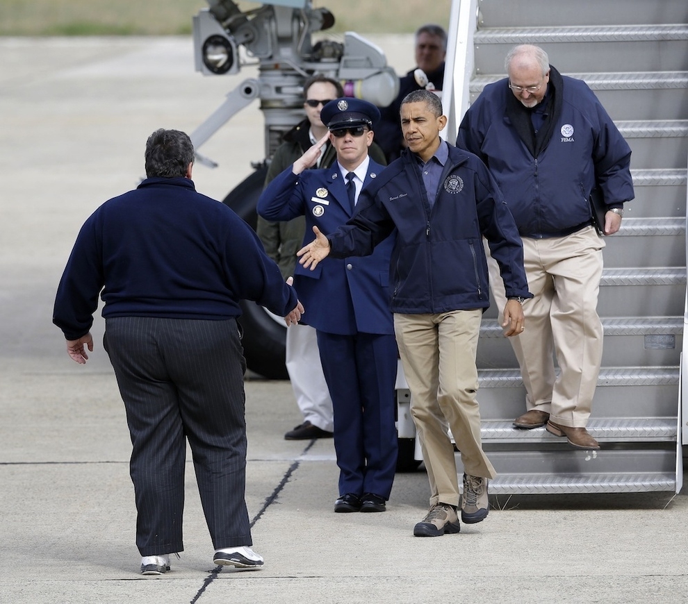 President Obama And Chris Christie Tour Storm Damage