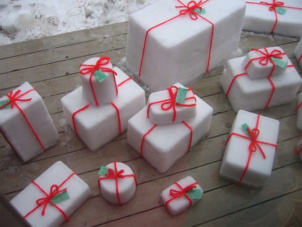 Christmas Gifts Wrapped In Snow