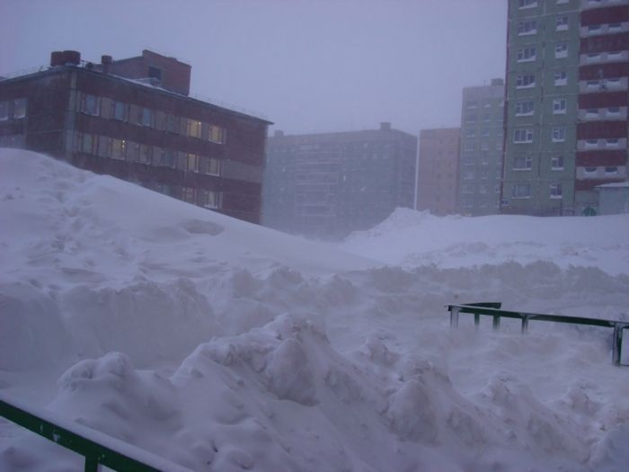 Snowfall in Norilsk 