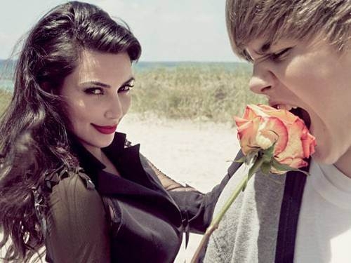 Kim Kardashian And Justin Bieber In Elle 