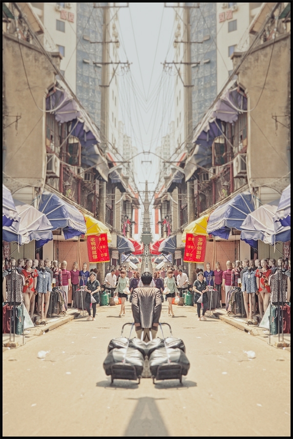 China's Bustling Streets Photoshopped Into Perfect Symmetry
