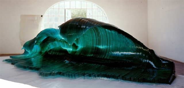 Giant Natural Waves Sculpted With Glass and Wood 