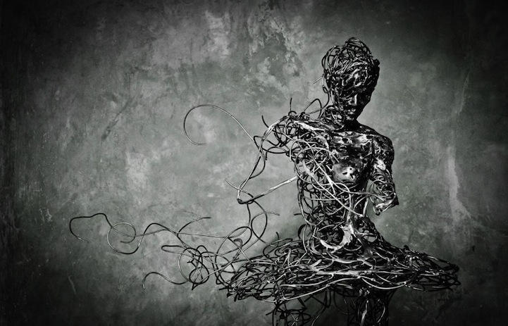 Unraveling Steel Ballerina Sculptures Symbolize Mortality