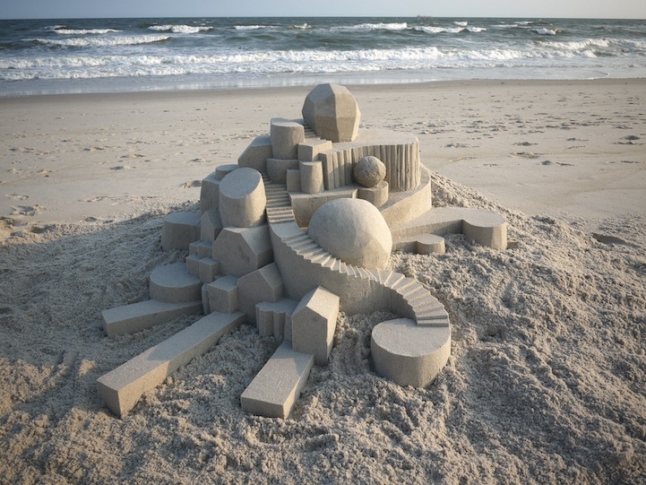 Amazing Geometric Forms Sculpted With Sand By  Calvin Seibert