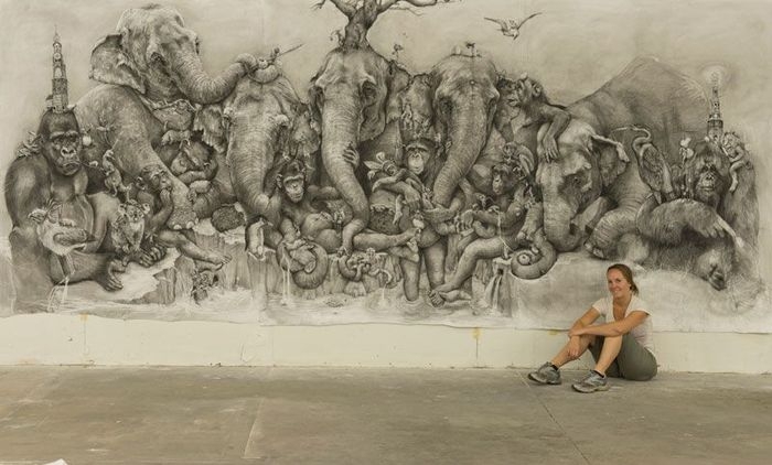 Enormous Painting Drawn Using Only Carbon Pencil By Adonna Khare