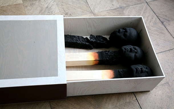 Charred &amp; Burnt Matchstick Heads Reveal Human Faces